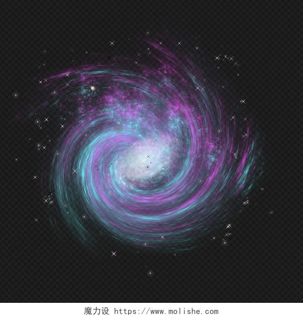 彩色星空宇宙漩涡星云PNG素材元素